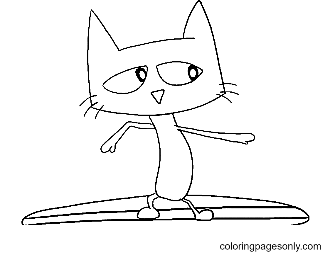 Adorable Pete The Cat Coloring Page