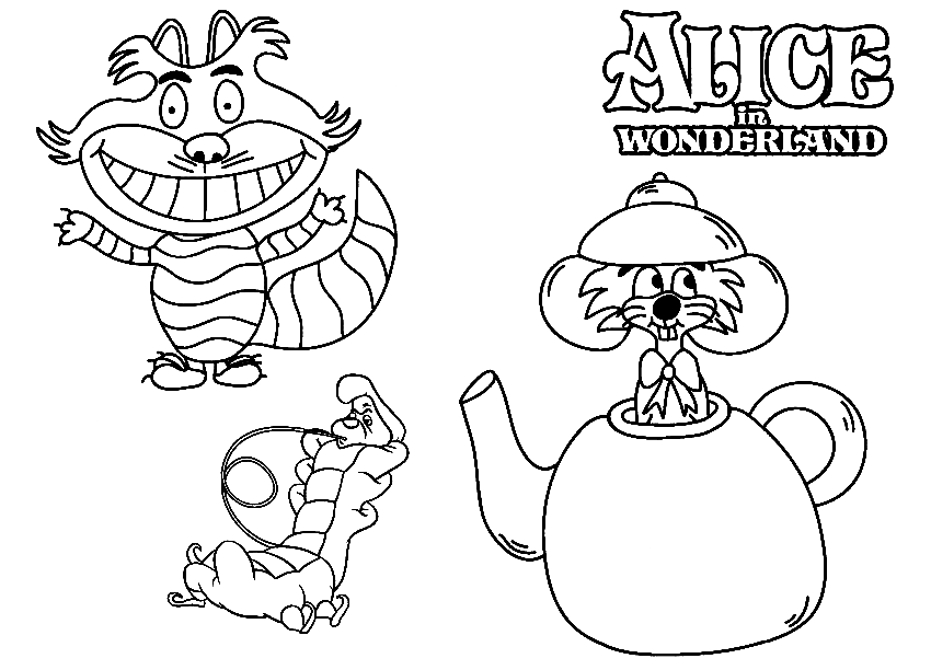 Alice in Wonderland Caterpillar Coloring Page