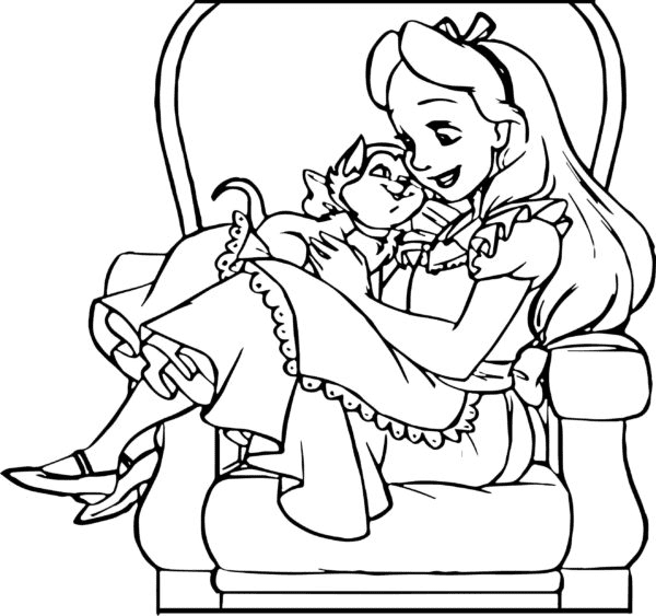 Alice with Dinah Coloring Page