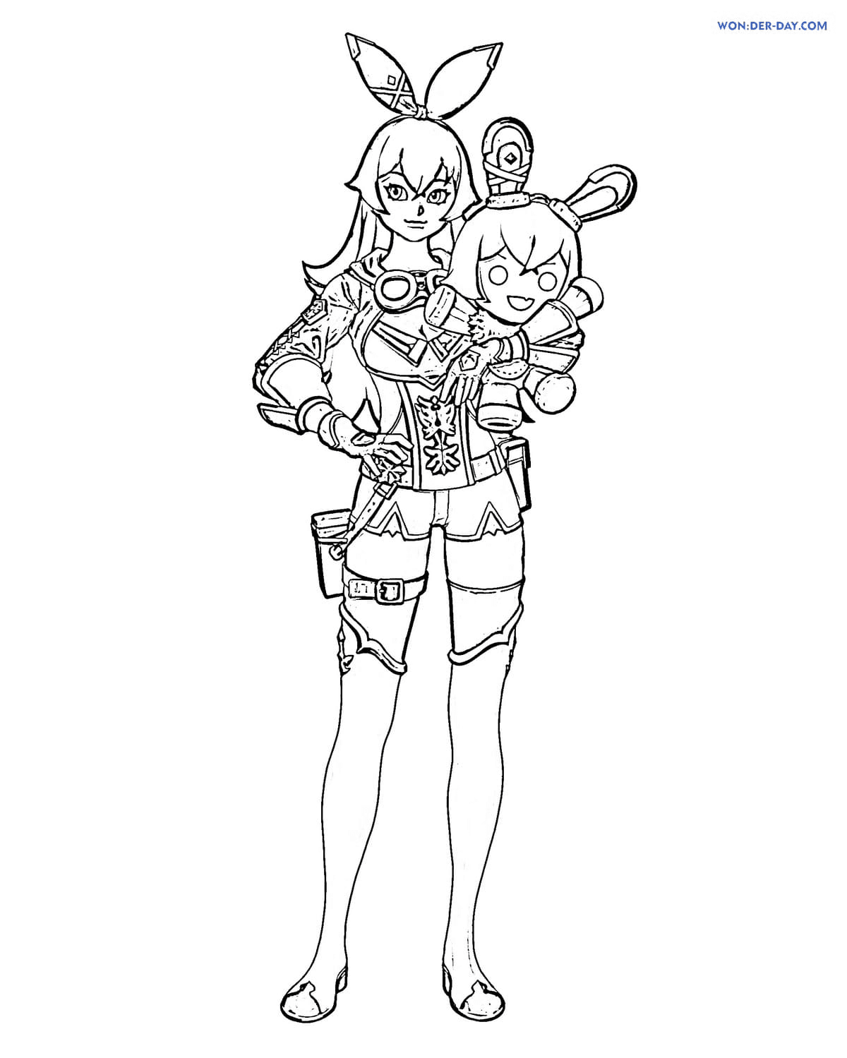 Amber Genshin Coloring Pages