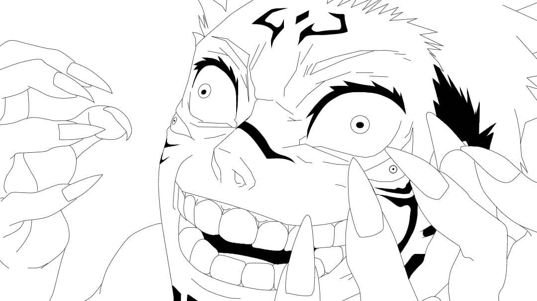 Angry Sukuna Coloring Pages