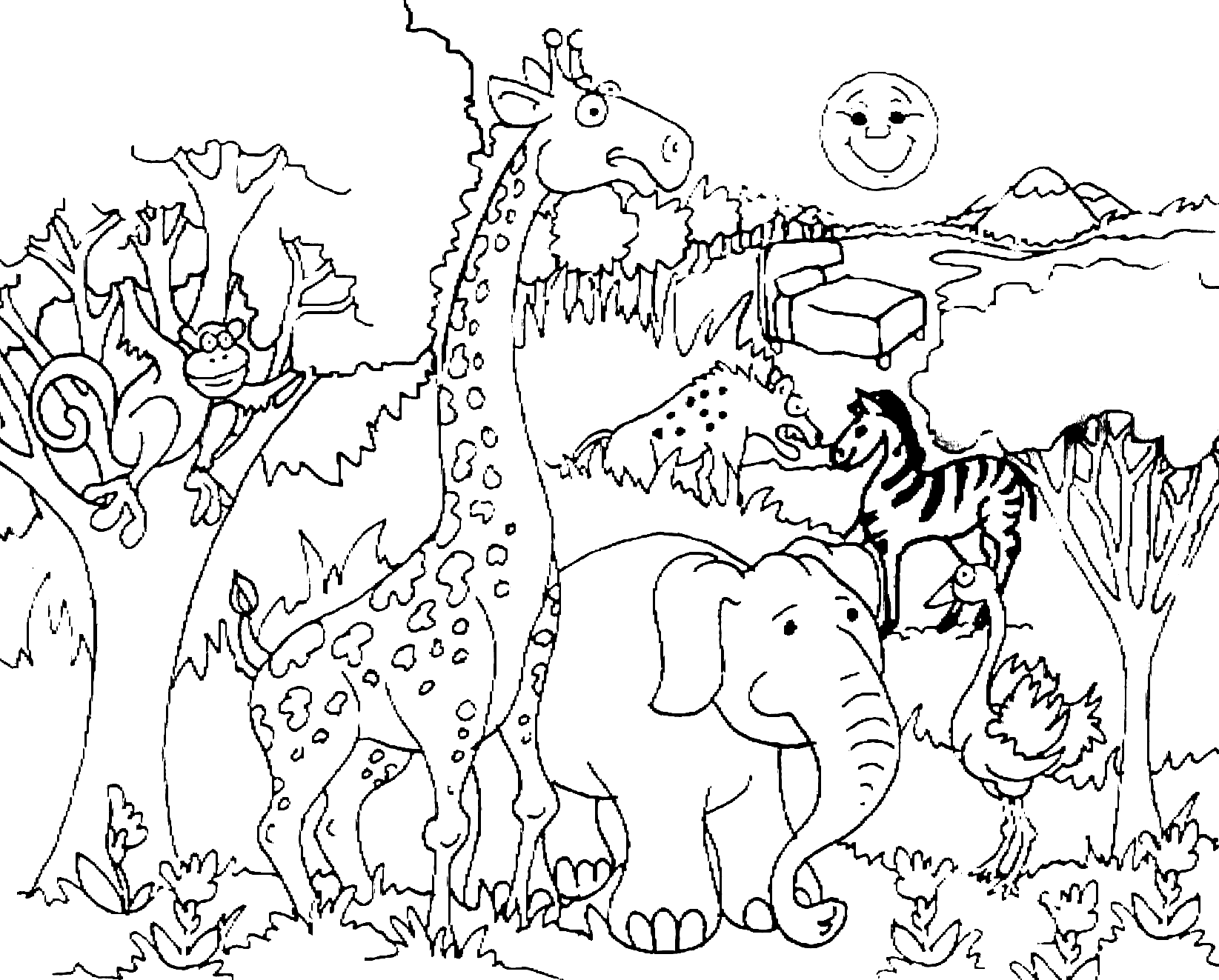 Animals in the Tropics Coloring Pages   Jungle Coloring Pages ...