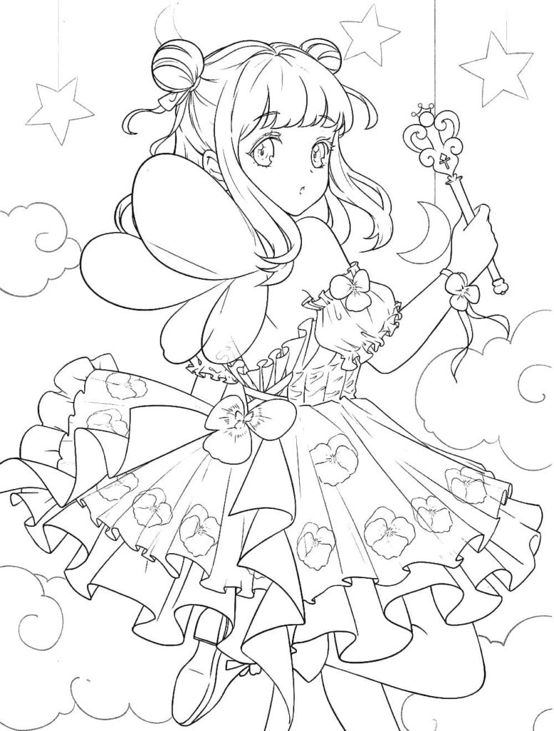 Anime Girl With Wings Coloring Pages - Anime Coloring Pages - Coloring  Pages For Kids And Adults