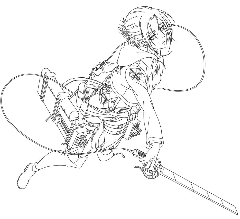 Annie Leonhart in battle Coloring Pages