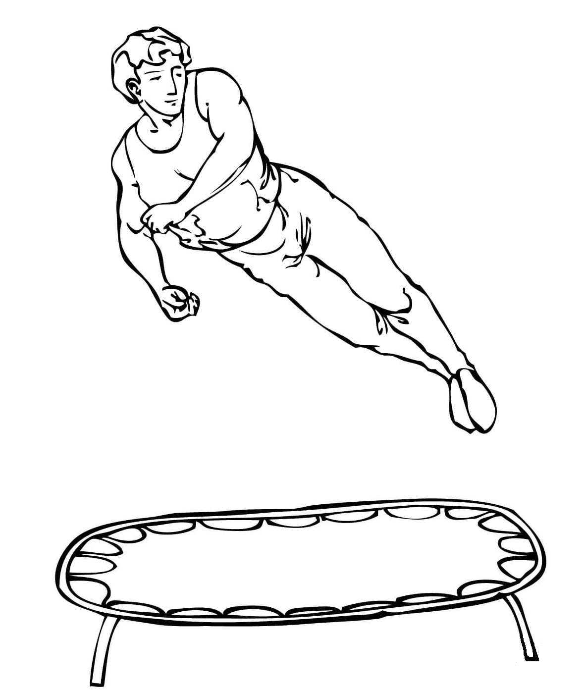 Athlete on Trampoline Coloring Page