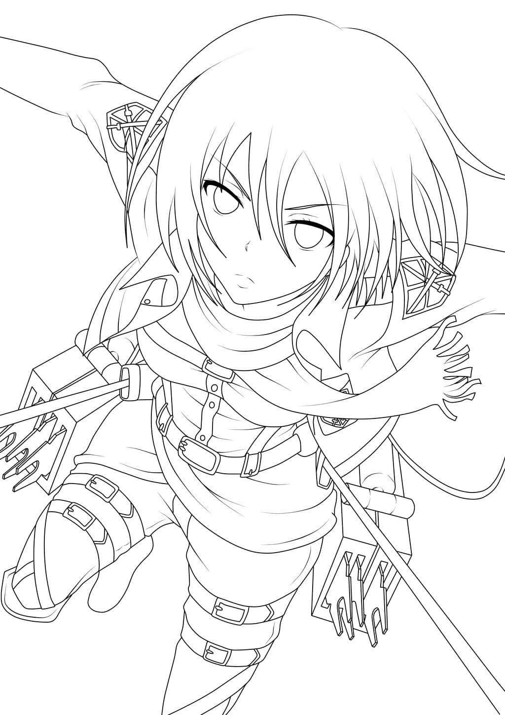 Attack on Titan Mikasa Coloring Pages