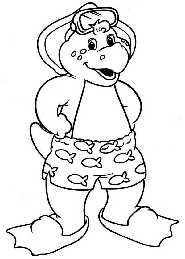 BJ Go Swimming Coloring Page