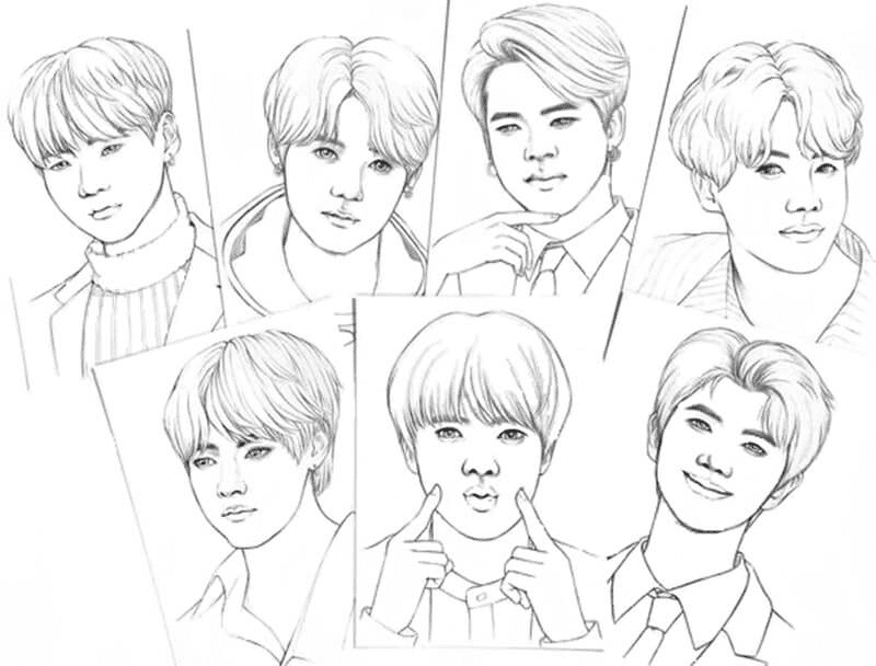 BTS Band Coloring Page