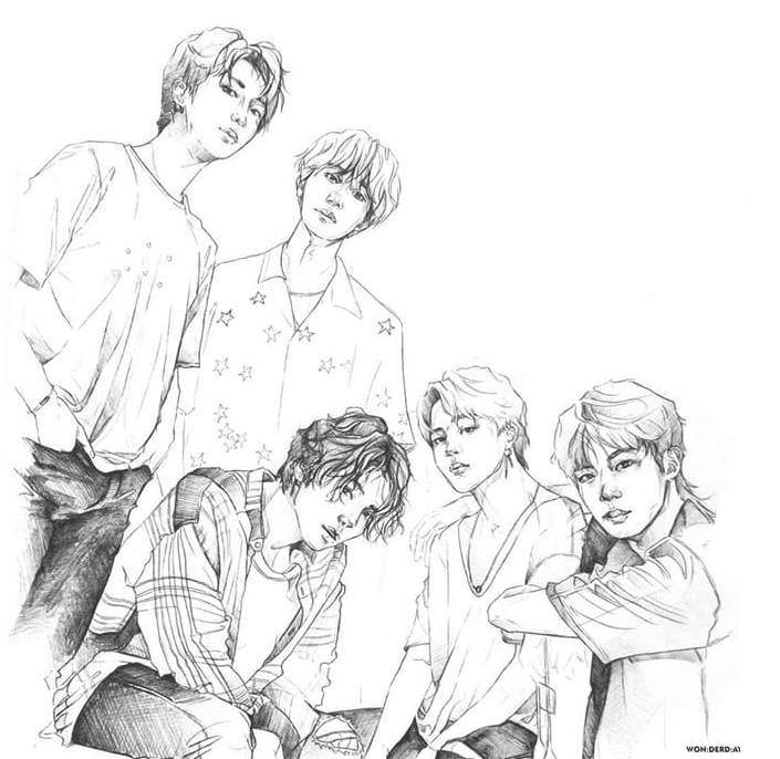 BTS coloring Coloring Page