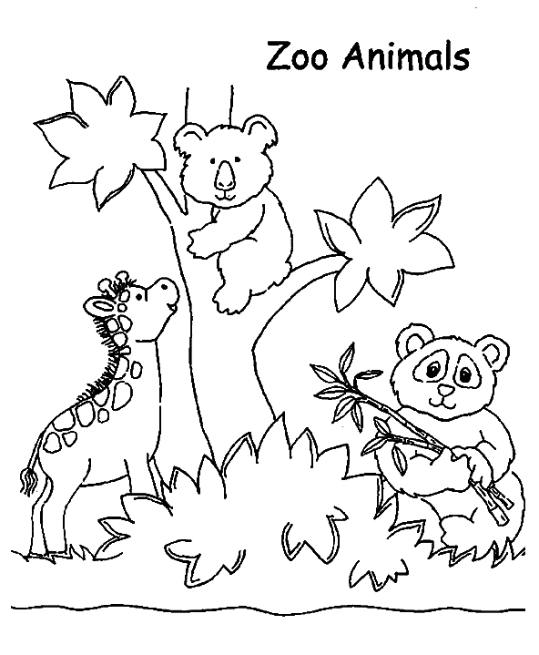 Baby Animals in Zoo Coloring Page
