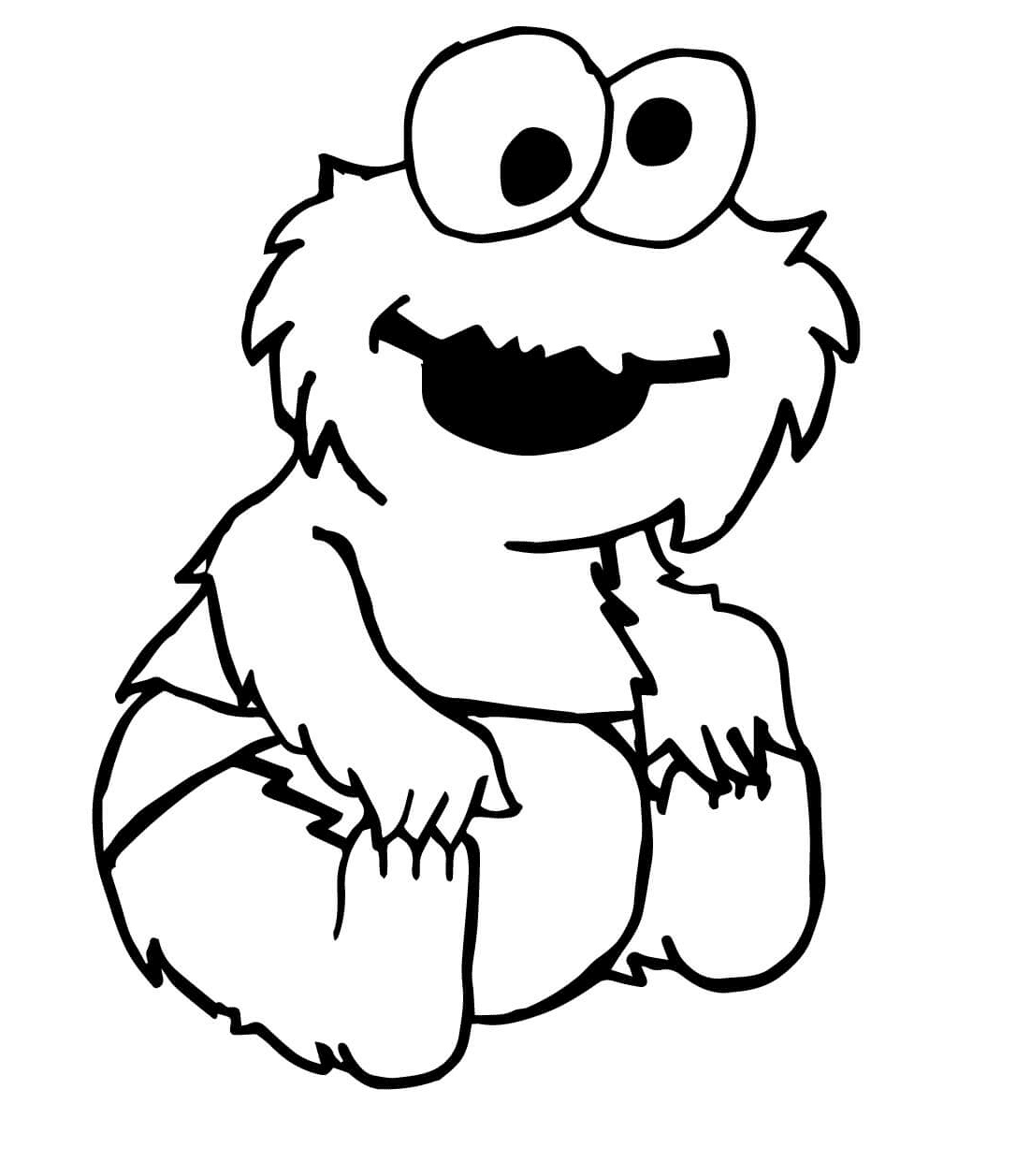 Baby Cookie Monster Sitting Coloring Page