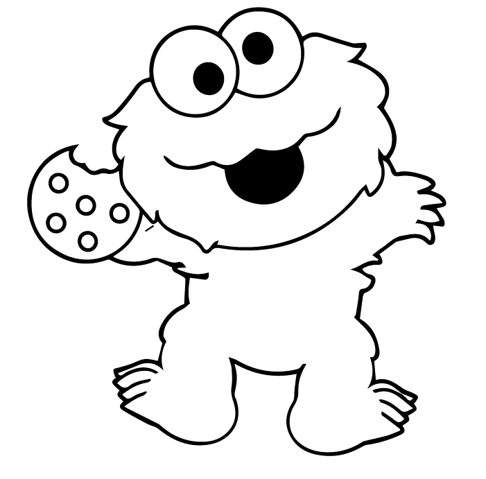 Baby Cookie Monster Coloring Page