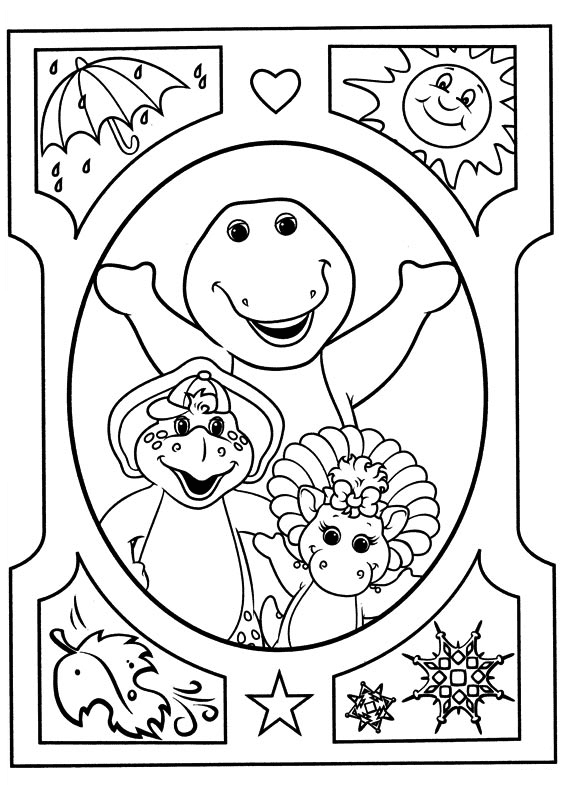 Baby Pop with Bj 和 Barney Coloring Page