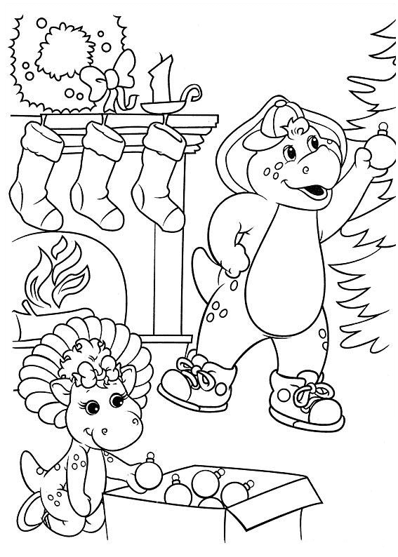 Barney, Baby Pop Christmas Decorating Coloring Page