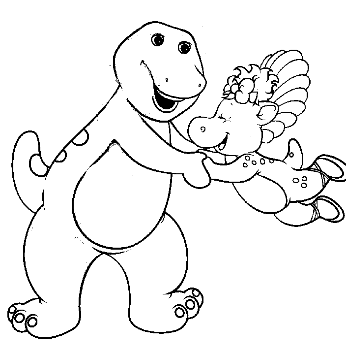Barney, Baby Pop from Barney and Friends Coloring Page