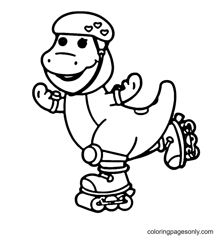 Barney Ice Skating Coloring Pages