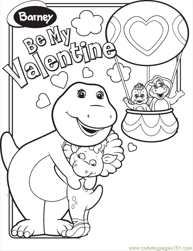 Barney Valentine Coloring Page