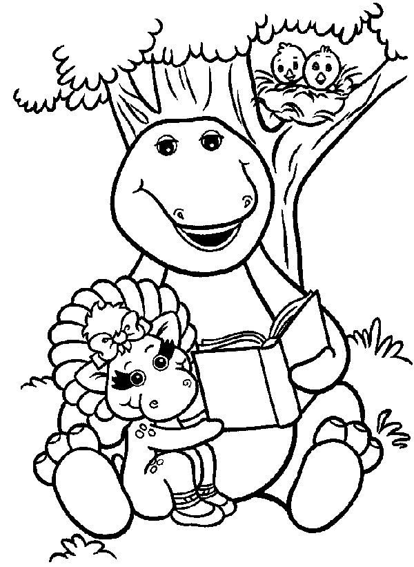 Barney and Baby Pop Coloring Page