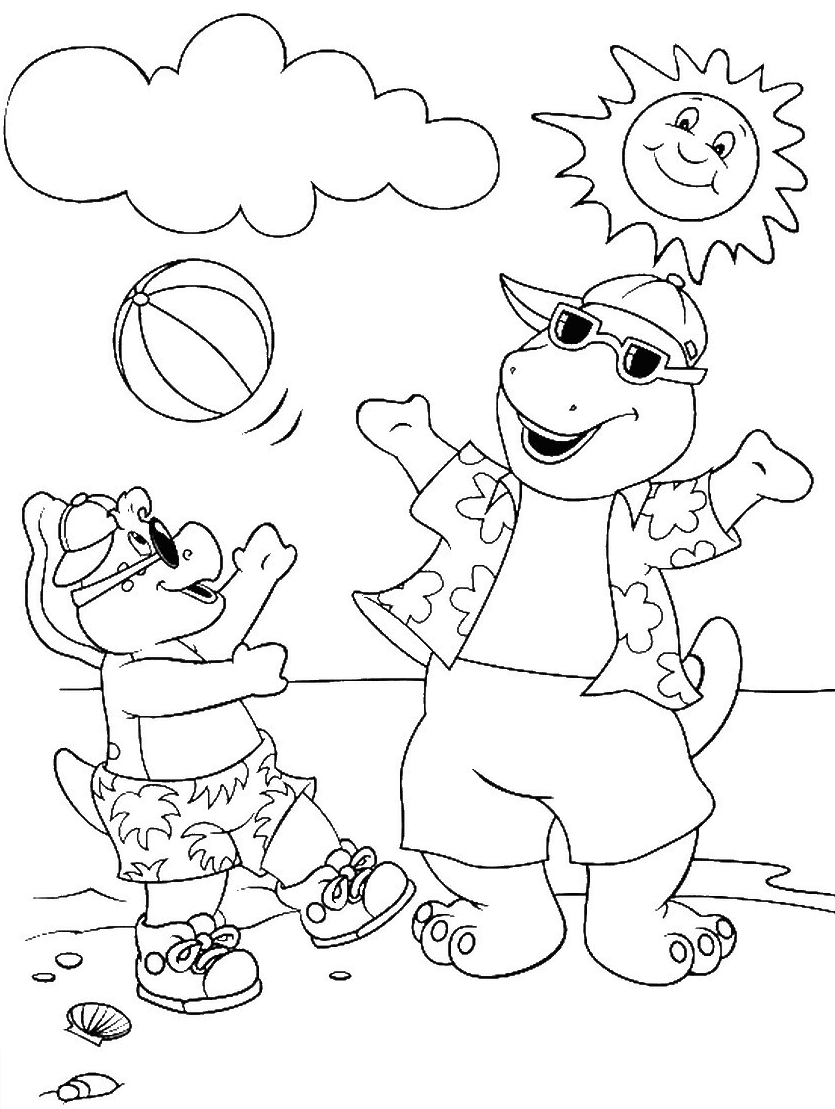 Barney and Bj’s Summer Coloring Page