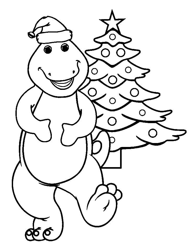 Desenho de dinossauro de natal para colorir