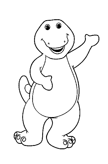 Barney is Waving at You Coloring Page