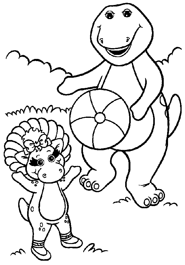 Barney with Baby Pop Coloring Page - Free Printable Coloring Pages