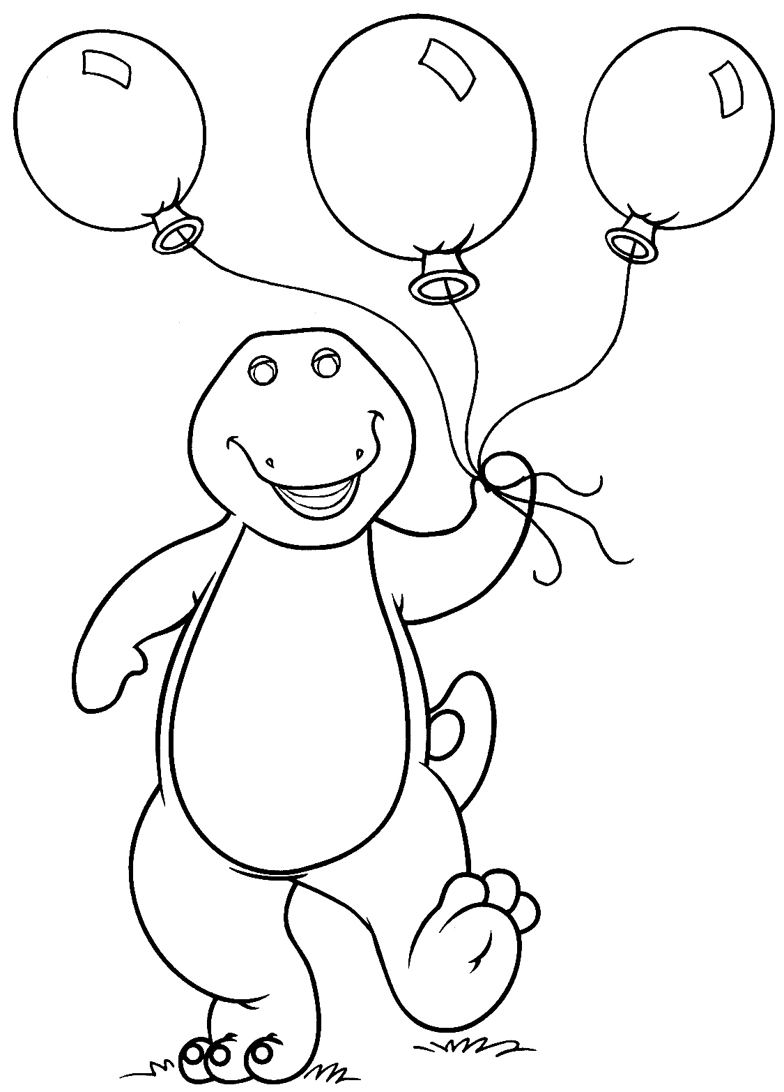 Barney with Baloons Coloring Page