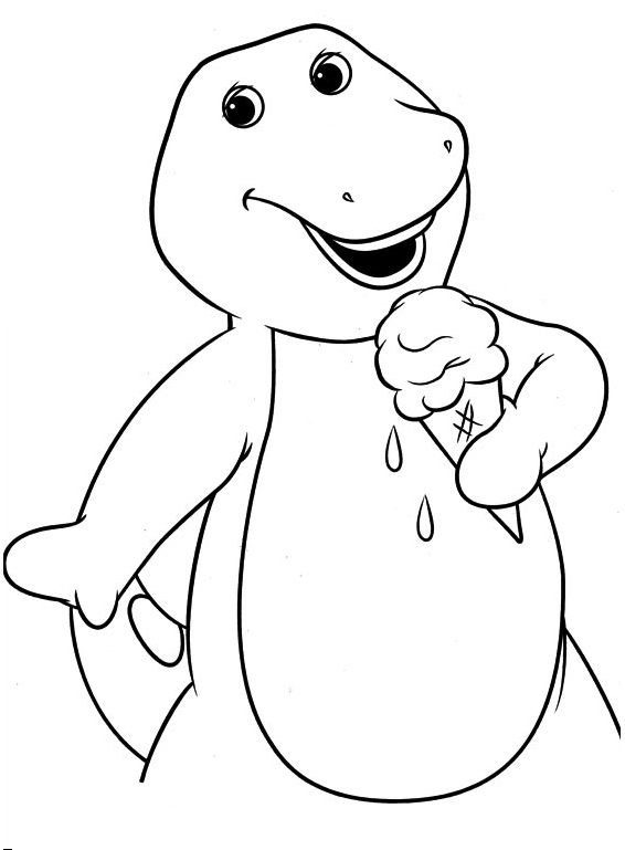 Barney with Ice Cream Coloring Page