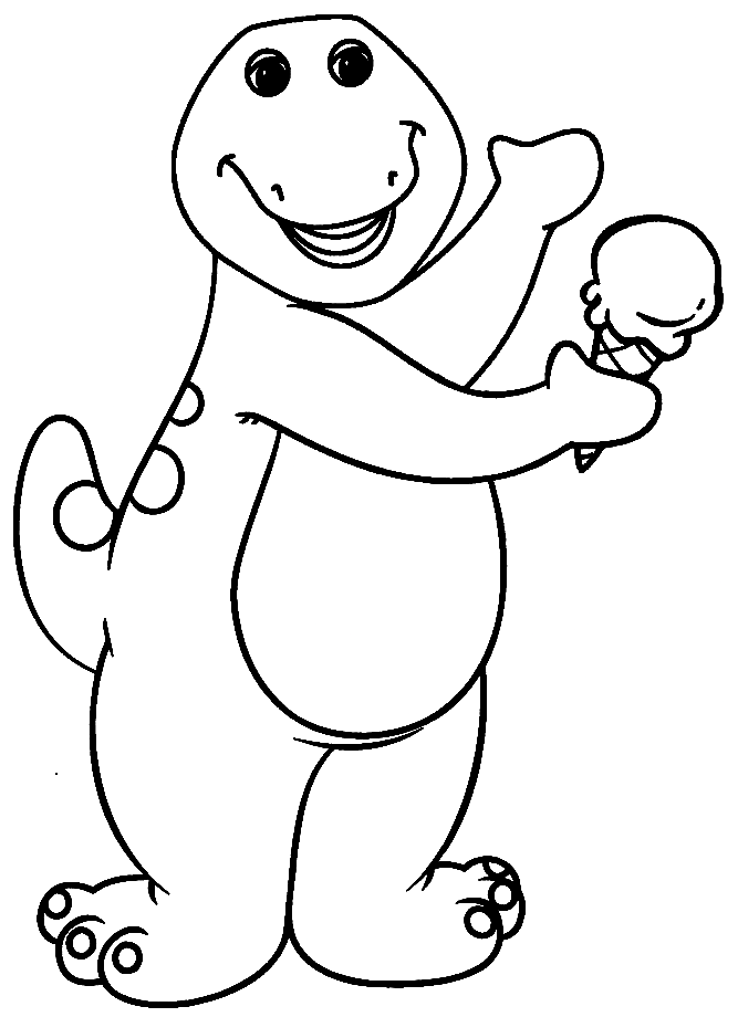 Barney With Ice Cream Cone Coloring Pages