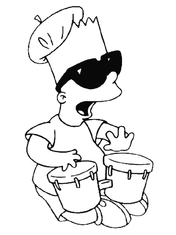 Bart Is Playing On Drums Coloring Page