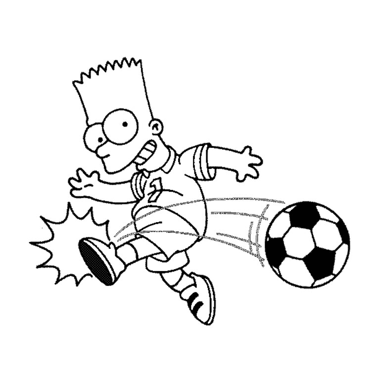 Coloriage Bart joue au foot