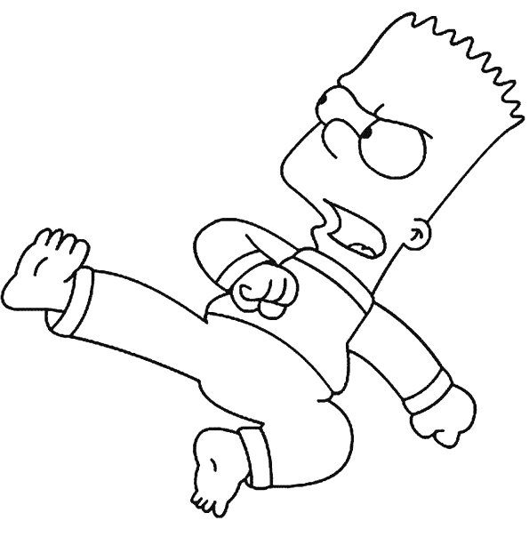 Bart Simpson Karate Coloring Page