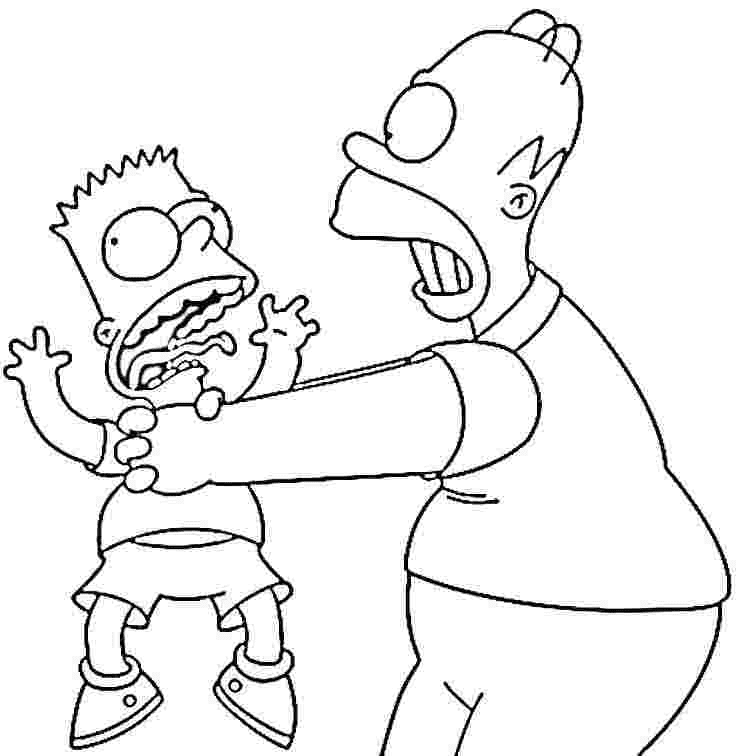 Bart en Homer Simpson Kleurplaat