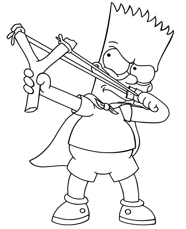 Bart and Slingshot Coloring Page