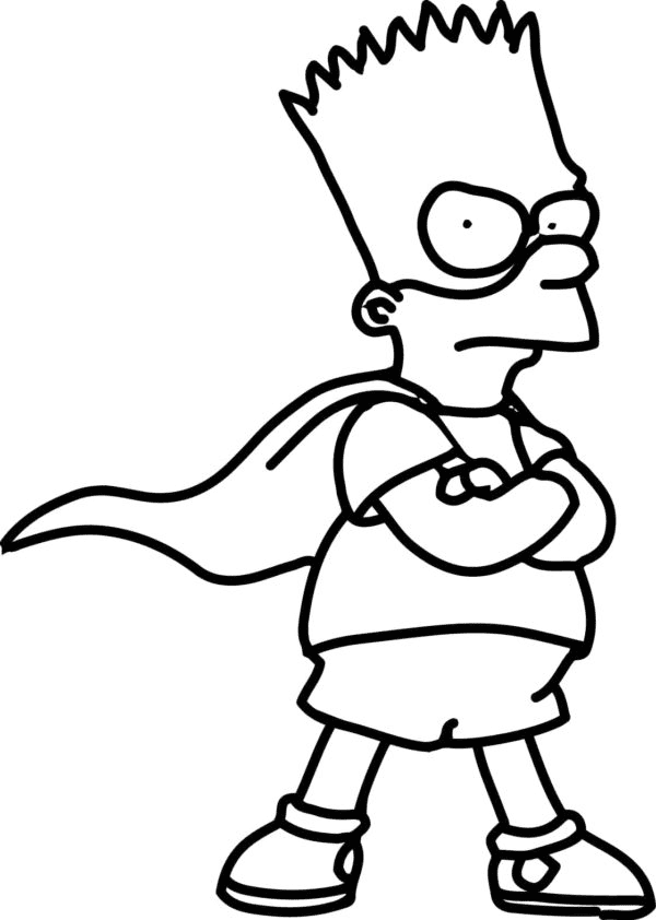 Bart als Superheld Kleurplaat