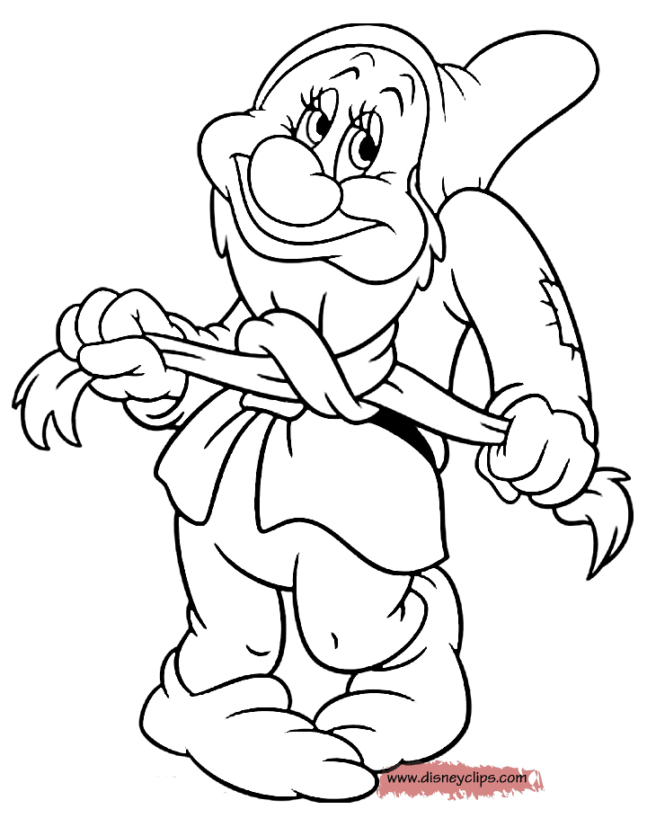 Bashful tying a knot in his beard Coloring Page