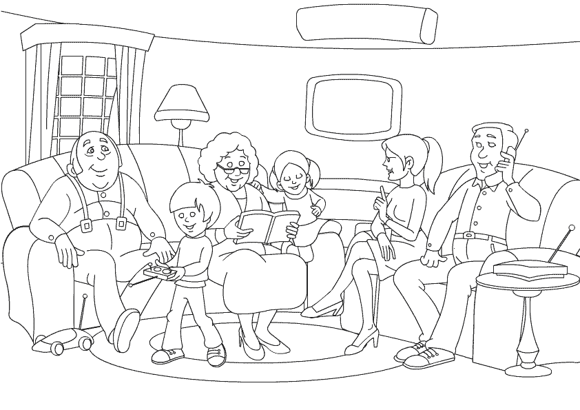 Big Family to Print Coloring Page