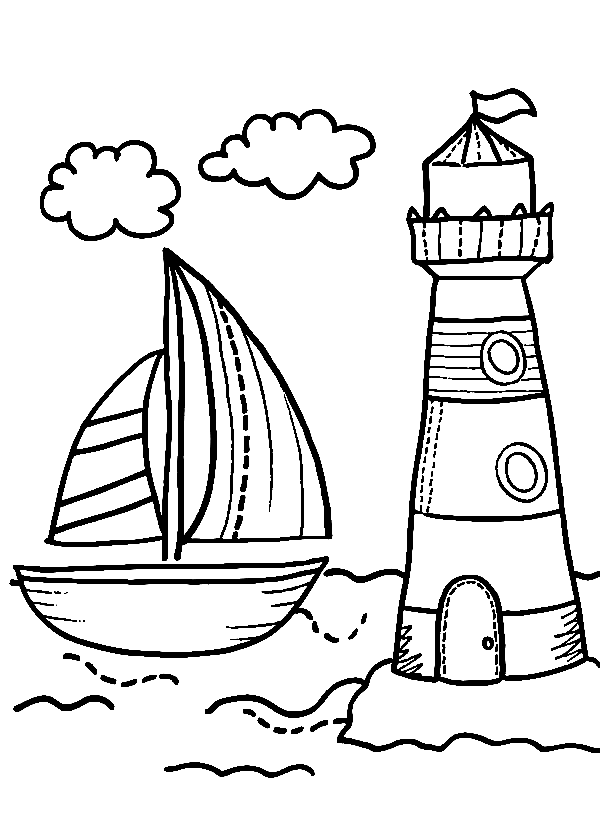 Лодка и маяк с лодки