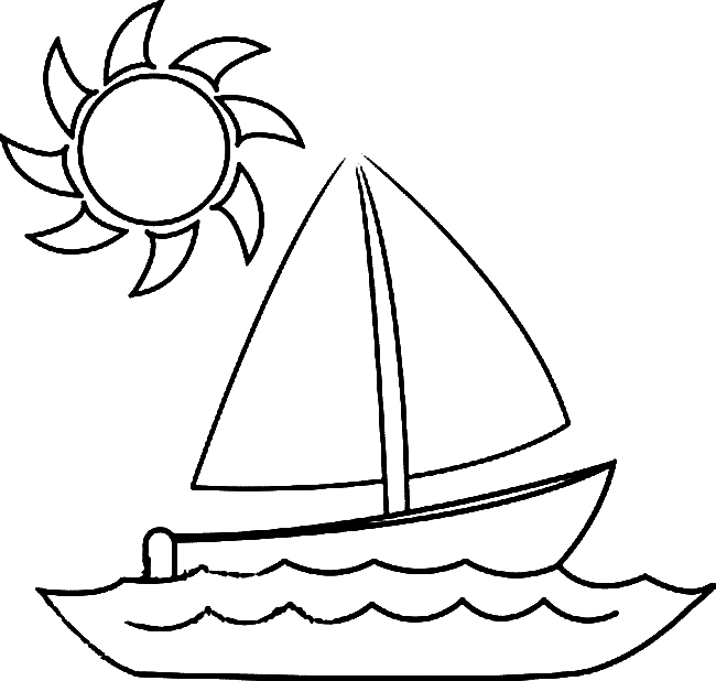 Boat and Sun Coloring Page