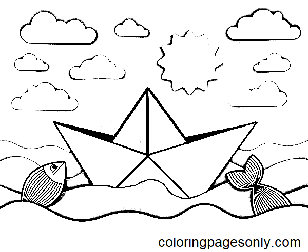 Barco en olas con curvas desde barco