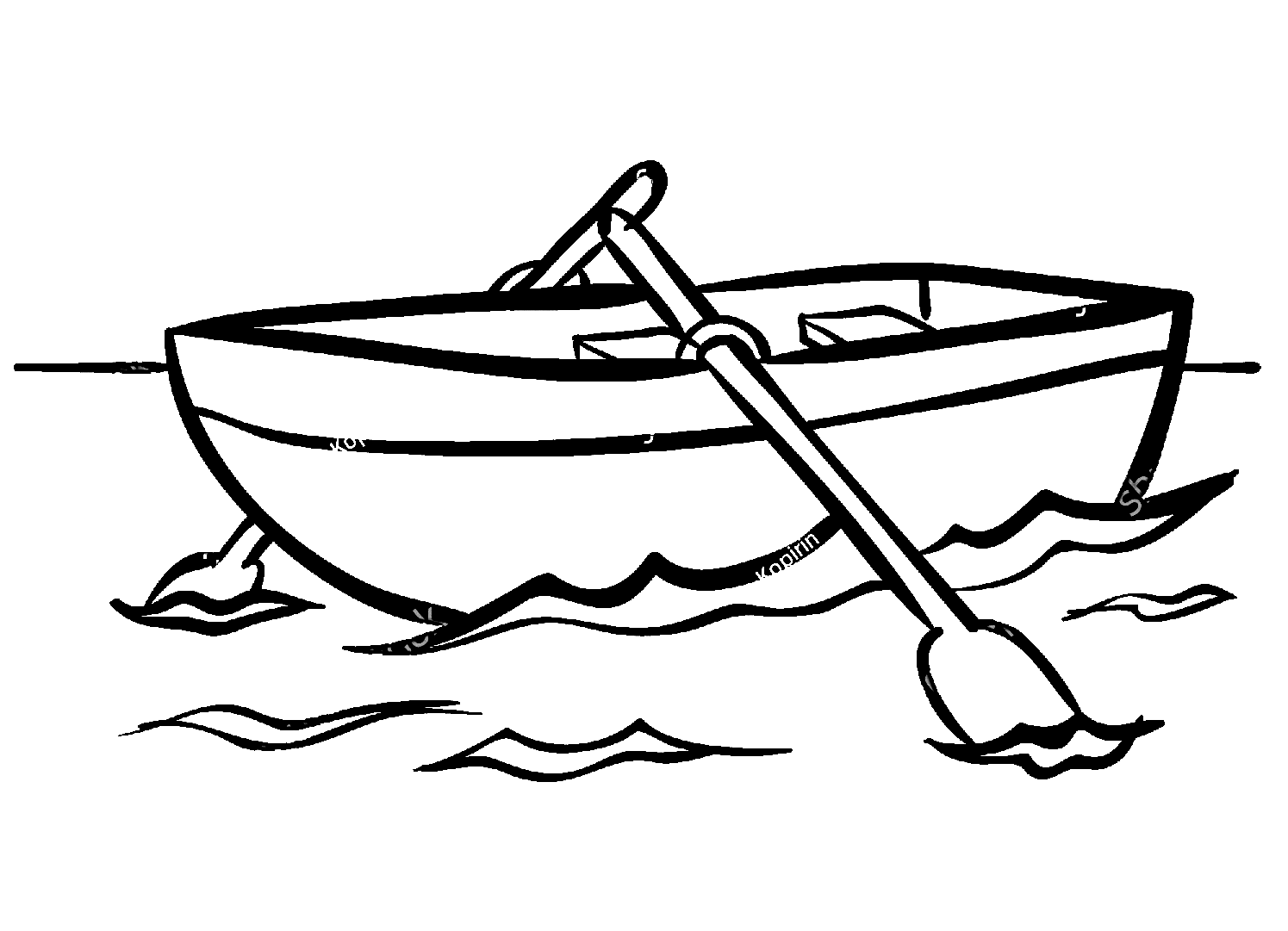 Boat with Oars from Boat