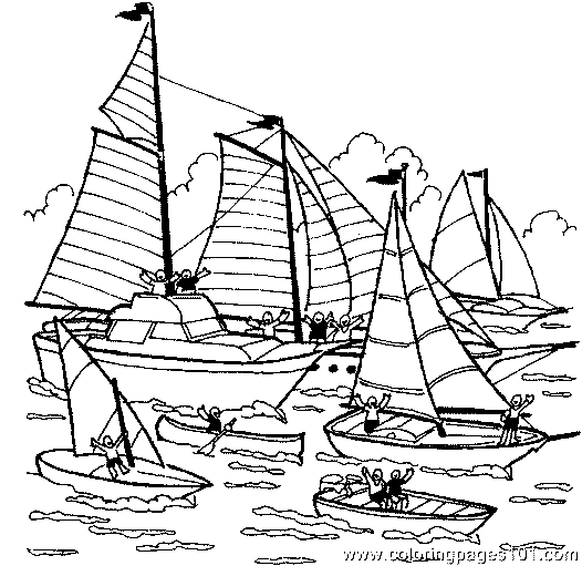 Boats Coloring Page