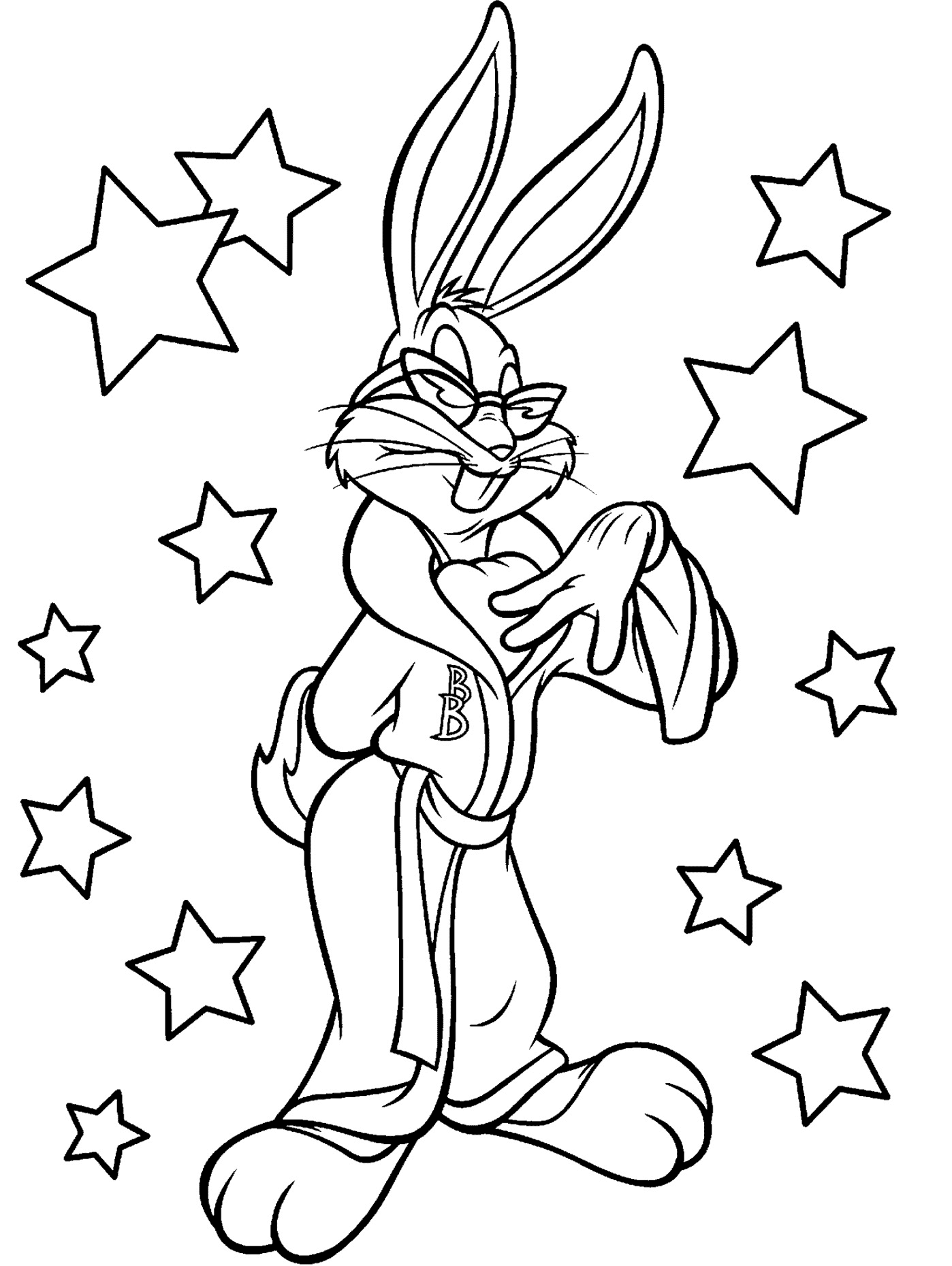 Desenho de Bugs Bunny em óculos de sol para colorir