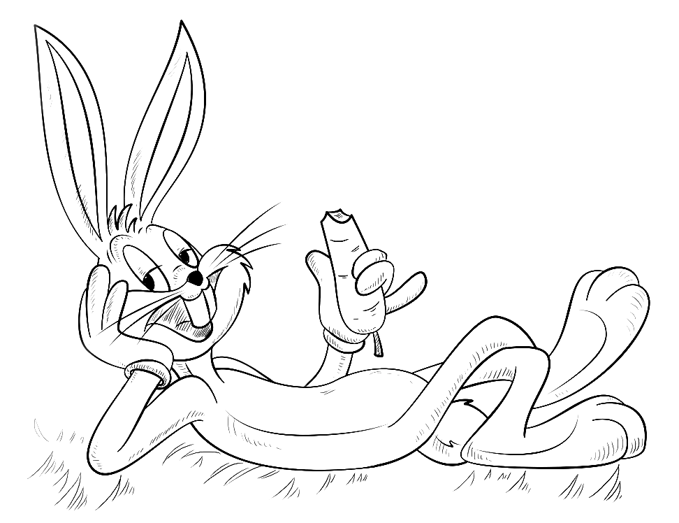 Bugs Bunny eat Carrot Coloring Page