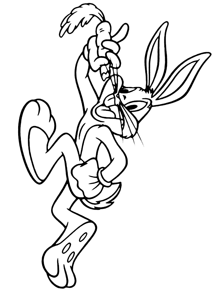 Bugs Bunny with Carrot Coloring Page
