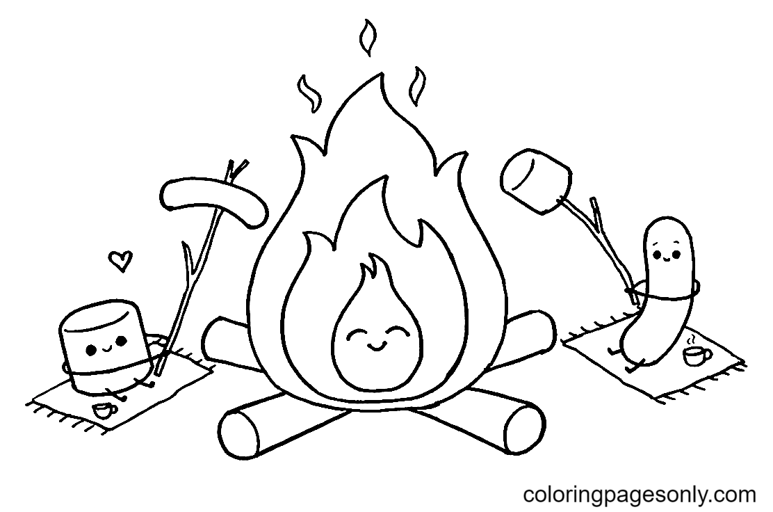 Camp Fire Coloring Pages