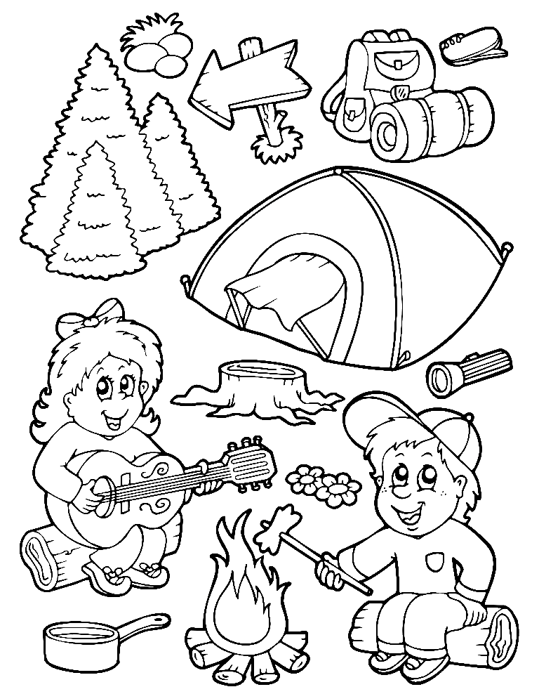 Camping For Kids Coloring Page