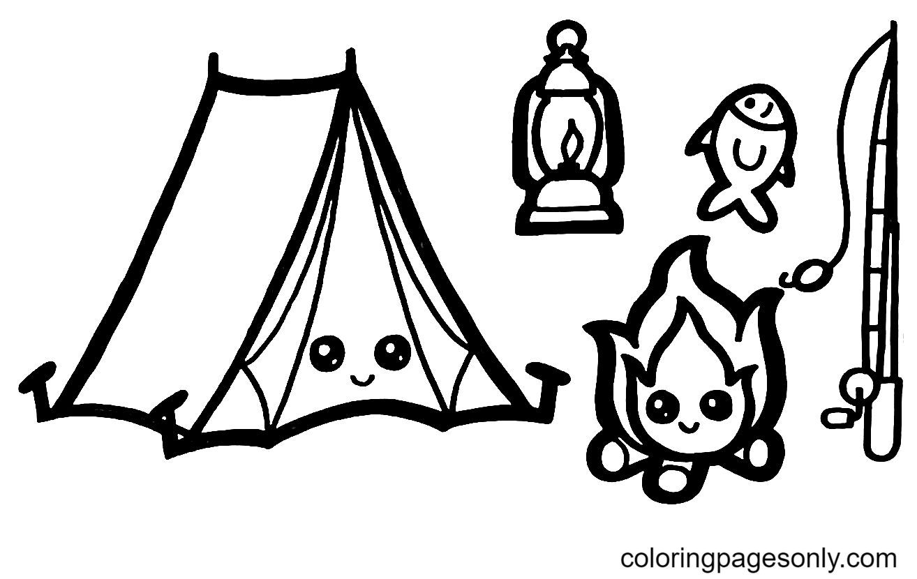 Camping Supplies For Children Coloring Page