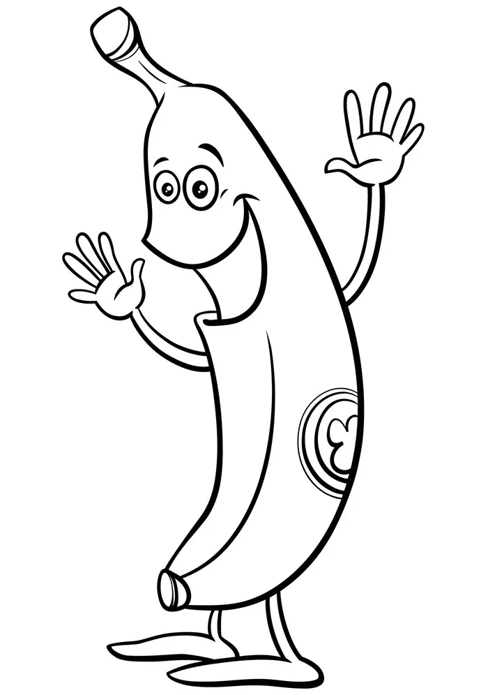 Cartoon Banana Fruit Coloring Pages