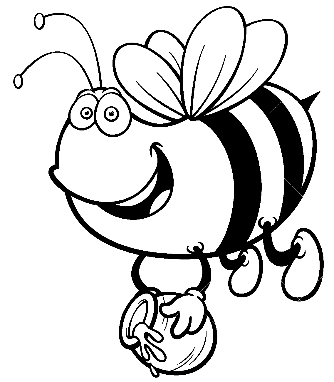 Cartoon Bee with Beehive Coloring Page